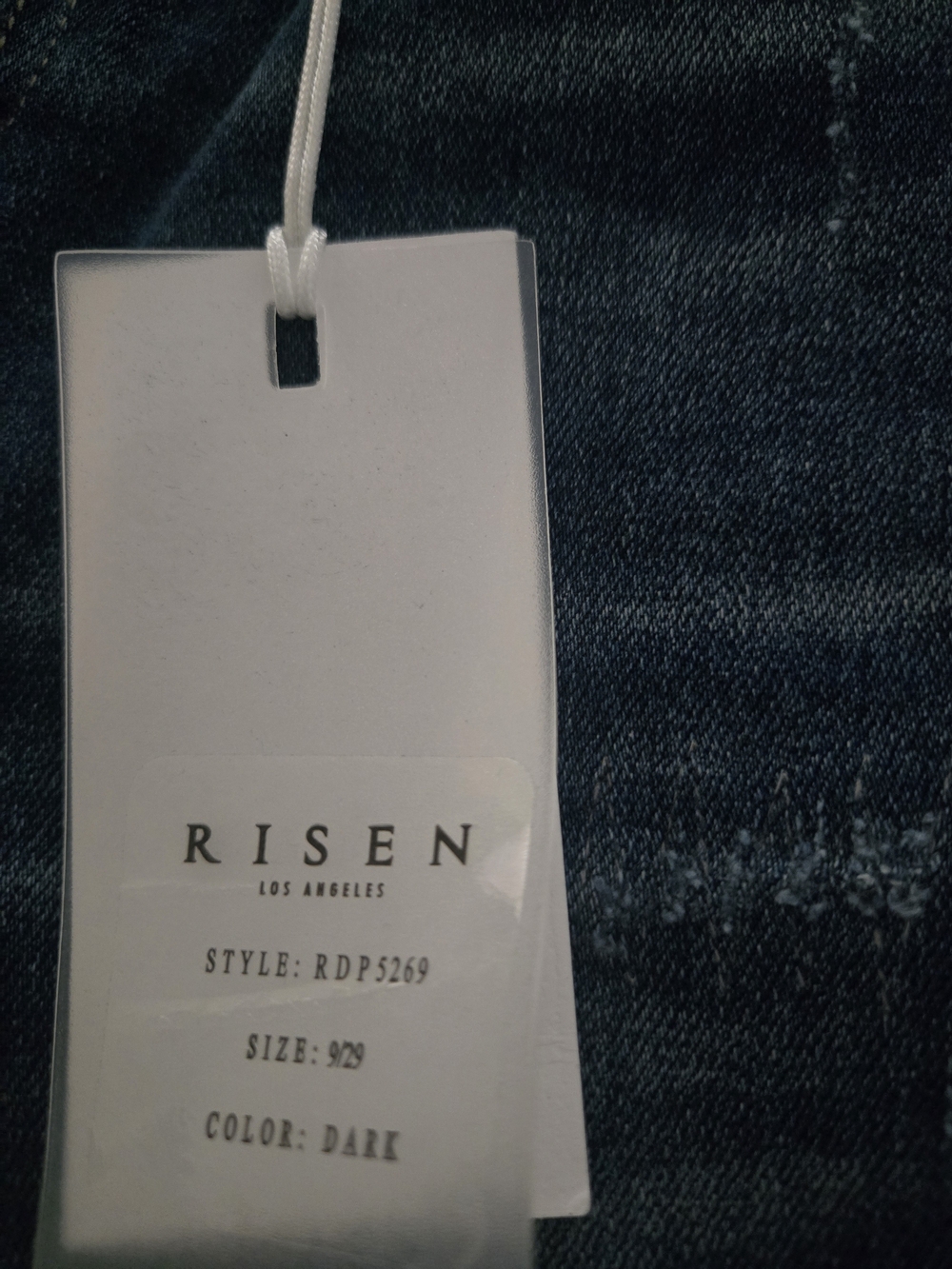 Risen Midrise Tapered Jeans in Dark Blue with Distressed Detail - Picture 7 of 11